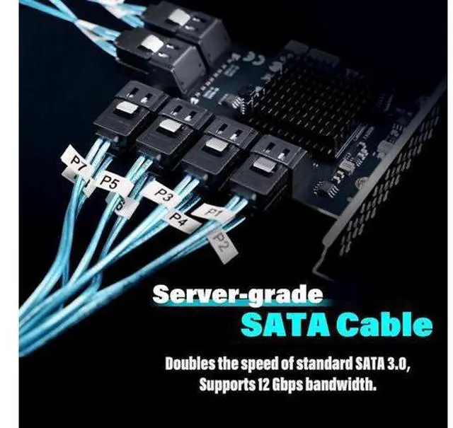 Alt view image 3 of 7 - 12-Port SATA Expansion Card (PCIe 3.0 x1 to 6Gbps SATA Card), Compatible with Windows/Mac/Linux/NAS