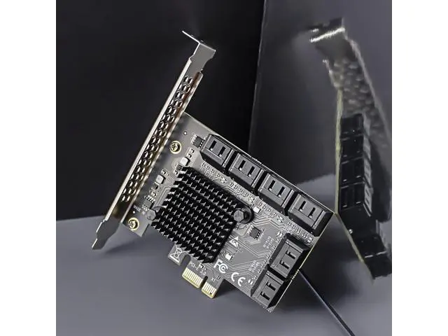 Alt view image 3 of 7 - SA3112-C 12-Port PCIe X1 SATA Expansion Card with SATA and Power Cables, Compatible with Windows,Linux,Mac OS,NAS