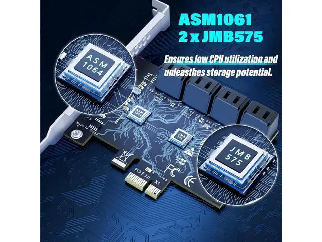 Alt view image 5 of 7 - 8-Port SATA Expansion Card (PCIe 3.0 x1 to 6Gbps SATA Card), Compatible with Windows/Mac/Linux/NAS