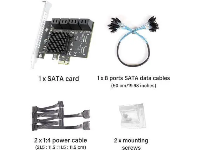Alt view image 7 of 7 - 8-Port SATA Expansion Card (PCIe 3.0 x1 to 6Gbps SATA Card), Compatible with Windows/Mac/Linux/NAS