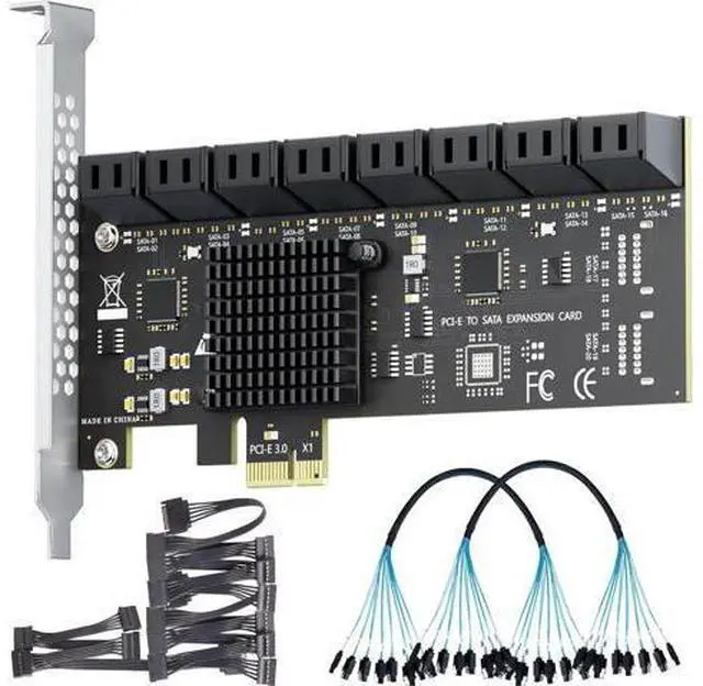 Main image of 16-Port SATA Expansion Card (PCIe 3.0 x1 to 6Gbps SATA Card), Compatible with Windows/Mac/Linux/NAS