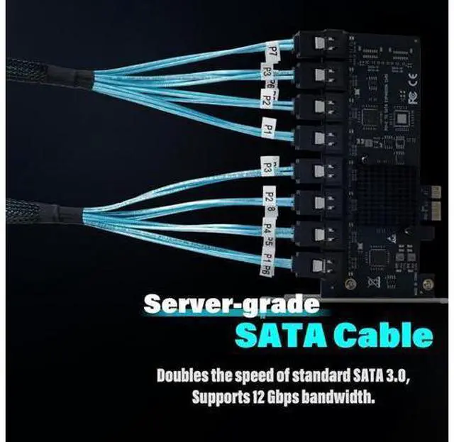 Alt view image 3 of 7 - 16-Port SATA Expansion Card (PCIe 3.0 x1 to 6Gbps SATA Card), Compatible with Windows/Mac/Linux/NAS