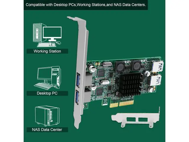 Alt view image 7 of 7 - 4-Ports Superspeed 5Gbps PCIE USB 3.0 Expansion Card for Windows and Linux Desktop PCs, 2X Dedicated 5Gbps Channels 10Gbps Bandwidth, Built in FebSmart Self-Powered Technology (FS-2C-U4-Pro)
