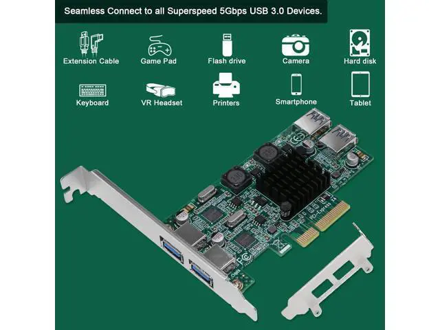 Alt view image 6 of 7 - 4-Ports Superspeed 5Gbps PCIE USB 3.0 Expansion Card for Windows and Linux Desktop PCs, 2X Dedicated 5Gbps Channels 10Gbps Bandwidth, Built in FebSmart Self-Powered Technology (FS-2C-U4-Pro)