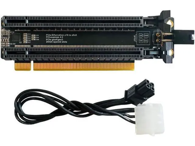 Alt view image 2 of 6 - PCI-e 4.0 16X to 2 Ports PCIe 8X/16X Expansion Card,PCIe Bifurcation x16 to x8x8 Split Card with ATX 4pin Power Cable