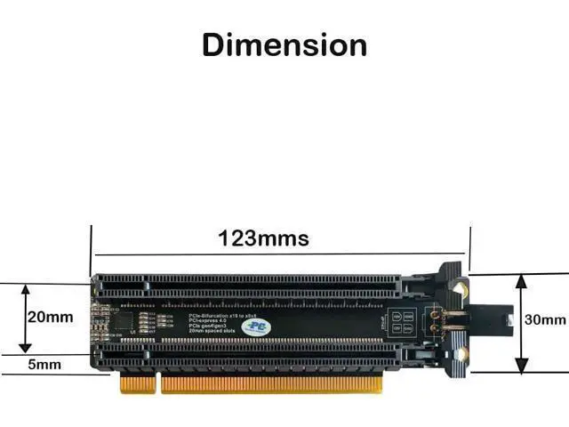 Alt view image 6 of 6 - PCI-e 4.0 16X to 2 Ports PCIe 8X/16X Expansion Card,PCIe Bifurcation x16 to x8x8 Split Card with ATX 4pin Power Cable