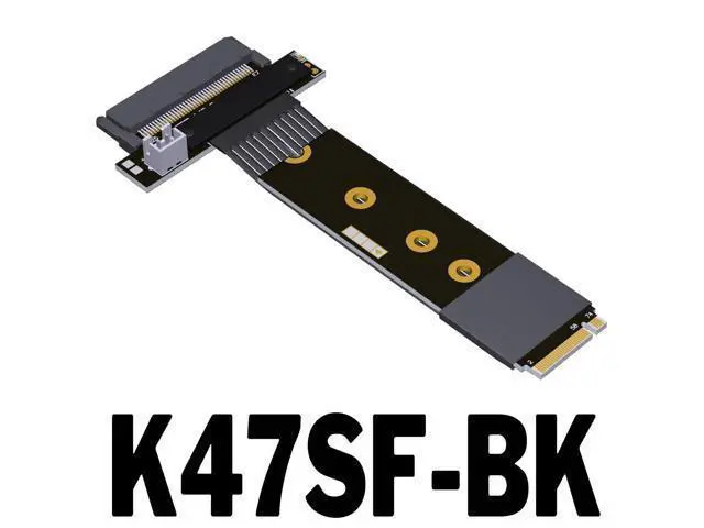Alt view image 2 of 7 - PCIe 5.0 M.2 NVMe M Key to U.2 SFF-8639 SSD Extension Cable with Power Cord (K47SF-BK, 15cm)