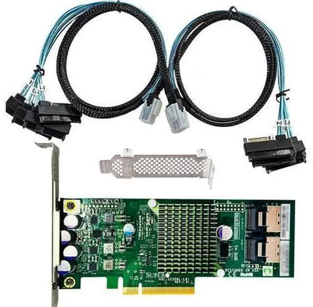 Main image of SAS HBA Card Compatible with LSI 9207-8i IT Mode PCIe SATA Expansion Card, 8-Port 6Gbps PCIe 3.0, Expander Support, HBA Controller with 2X SFF-8087 to 4X 8482 SAS Cables for TrueNAS unRAID NAS
