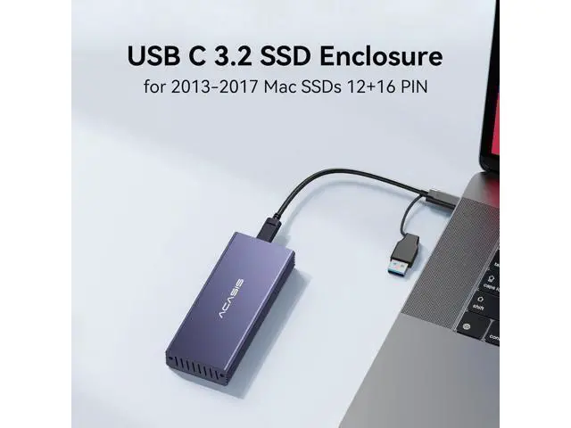 Alt view image 2 of 7 - USB C 3.2 SSD Enclosure for Apple SSD 12+16 PIN MacBook Pro,MacBook Air, Mac Pro, iMac from 2013 to 2017 A1465 A1466 A1502 SSDMacBook SSD Enclosure with M.2 NVMe Adapter