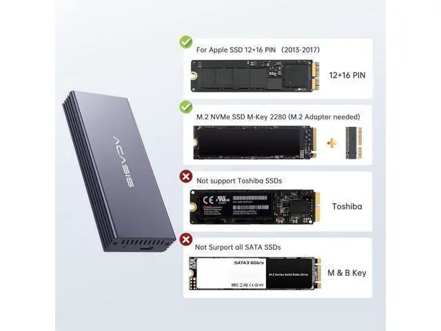 Alt view image 4 of 7 - USB C 3.2 SSD Enclosure for Apple SSD 12+16 PIN MacBook Pro,MacBook Air, Mac Pro, iMac from 2013 to 2017 A1465 A1466 A1502 SSDMacBook SSD Enclosure with M.2 NVMe Adapter