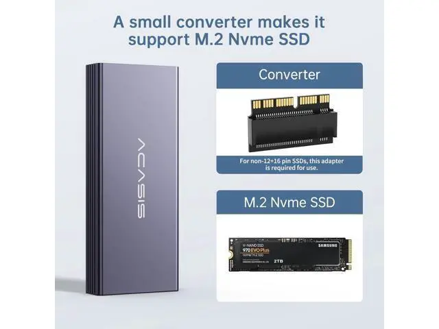 Alt view image 6 of 7 - USB C 3.2 SSD Enclosure for Apple SSD 12+16 PIN MacBook Pro,MacBook Air, Mac Pro, iMac from 2013 to 2017 A1465 A1466 A1502 SSDMacBook SSD Enclosure with M.2 NVMe Adapter