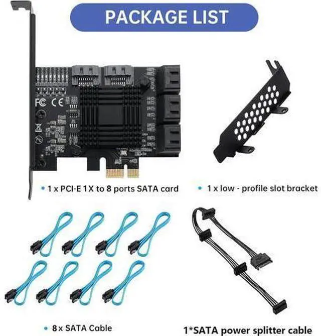 Alt view image 7 of 7 - PCIE 1X SATA Card 8 Ports,with 8 SATA Cables and Low Profile Bracket, PCIE to SATA 3.0 6 Gbps Controller, PCIE to SATA Expansion Card,SATA Controller,SATA PCIE Card,ASM1064+JMB575 Chips