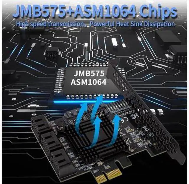 Alt view image 3 of 7 - PCIe 8-Port SATA Controller Card (6 Gbps, Compatible with Windows, MAC, Linux) with 8 SATA Cables and Low Profile Bracket