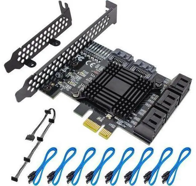 Main image of PCIe 8-Port SATA Controller Card (6 Gbps, Compatible with Windows, MAC, Linux) with 8 SATA Cables and Low Profile Bracket