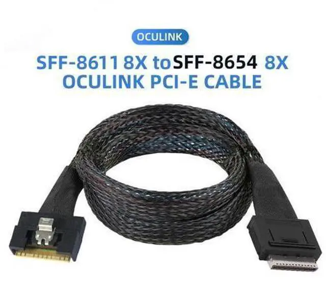 Alt view image 2 of 7 - 1.64FT SlimSAS to Oculink Cable,SFF-8654 8i to SFF-8611 8i Cable for Servers, Switches, Routers, Hard Drive