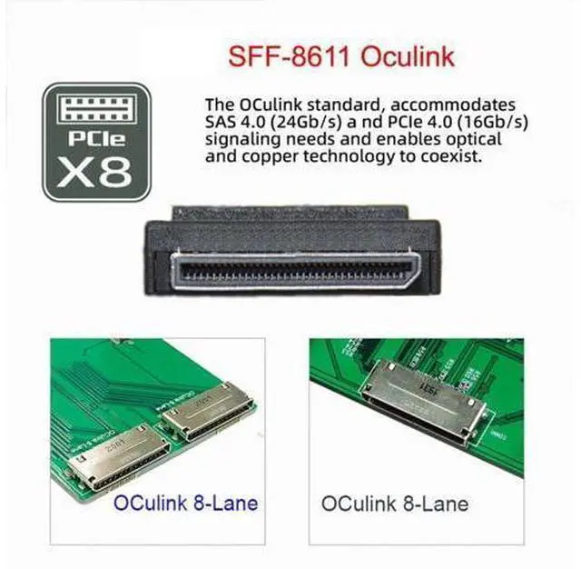 Alt view image 7 of 7 - 1.64FT SlimSAS to Oculink Cable,SFF-8654 8i to SFF-8611 8i Cable for Servers, Switches, Routers, Hard Drive