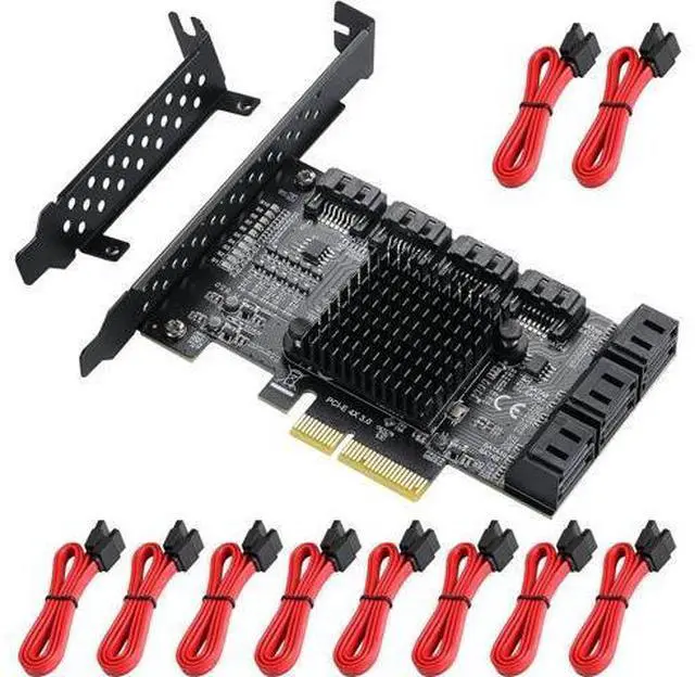 Main image of PCIe SATA Controller Card 10 Port with 10 SATA Cables and Low Profile Bracket - 6Gbps 3.0 PCIe Card,Support 10 Port 3.0 Devices