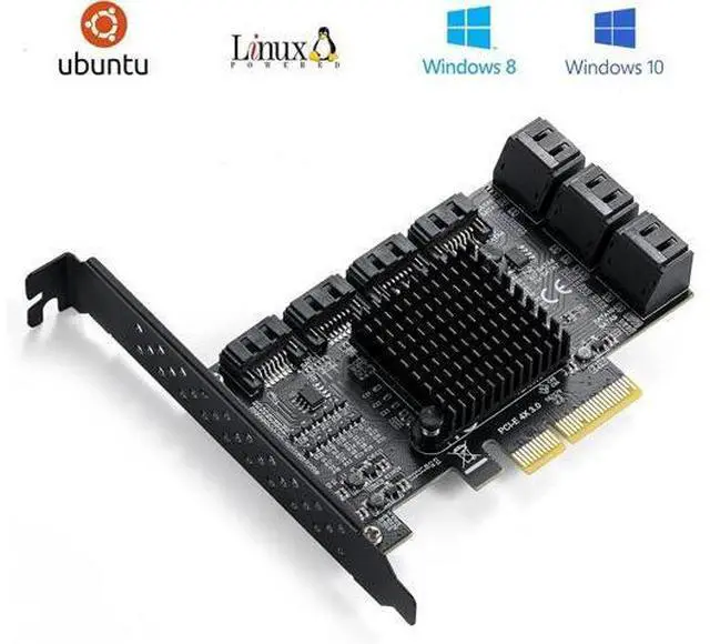 Alt view image 2 of 7 - PCIe SATA Controller Card 10 Port with 10 SATA Cables and Low Profile Bracket - 6Gbps 3.0 PCIe Card,Support 10 Port 3.0 Devices