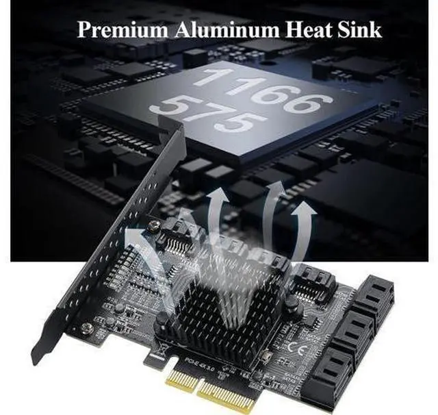Alt view image 3 of 7 - PCIe SATA Controller Card 10 Port with 10 SATA Cables and Low Profile Bracket - 6Gbps 3.0 PCIe Card,Support 10 Port 3.0 Devices