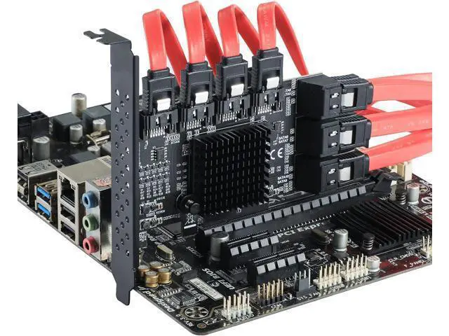 Alt view image 4 of 7 - PCIe SATA Controller Card 10 Port with 10 SATA Cables and Low Profile Bracket - 6Gbps 3.0 PCIe Card,Support 10 Port 3.0 Devices