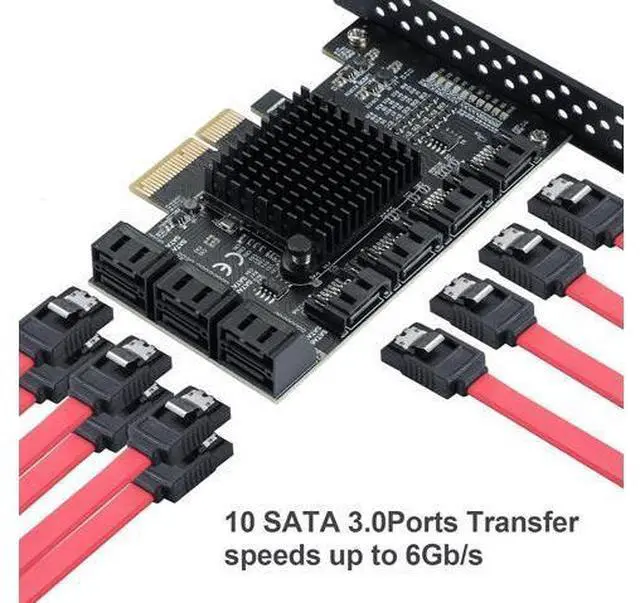 Alt view image 6 of 7 - PCIe SATA Controller Card 10 Port with 10 SATA Cables and Low Profile Bracket - 6Gbps 3.0 PCIe Card,Support 10 Port 3.0 Devices