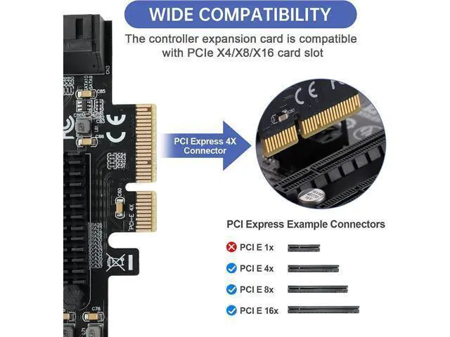 Alt view image 4 of 7 - PCIE to SATA 3.0 2X Card 10 Ports,PCIE to SATA III 6Gbps Expansion Card,ASM1166+JMB575 Chips