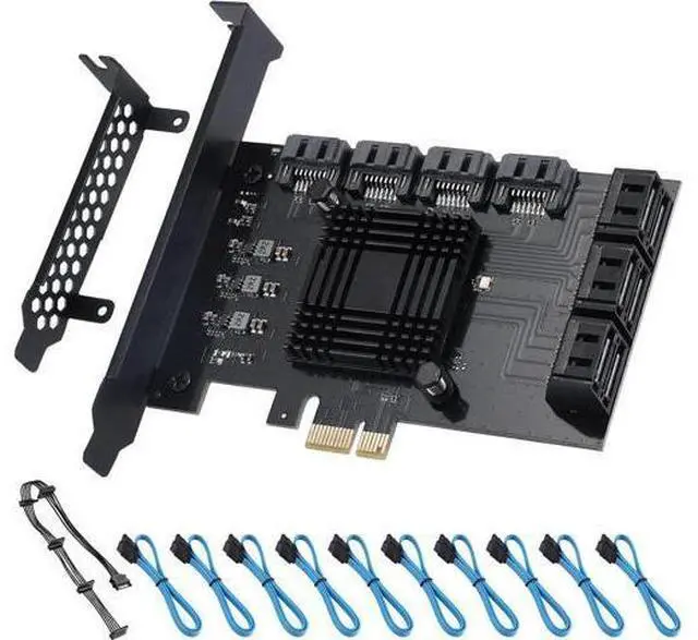 Main image of PCI-E X1 to SATA 3.0 Controller Card, 10-Port SATA III 6Gbps Expansion Cards, Supports PCI-Express (1X 4X 8X 16X) Slot, Support SSD and HDD, for Windows/XP/MAC/Linux