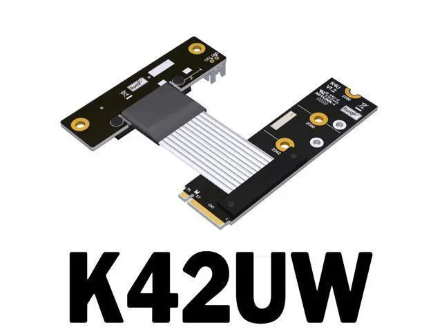Alt view image 2 of 6 - ADT-Link M.2 NVME SSD Interface to PCIe 4.0x4 Corner Series Riser Extension Cable 64G/BPS Full Speed M.2 M Key 2280/2260/2242/2230 Riser Card Gen4 with SATA Cable (K42UW(Gen4), 40cm)