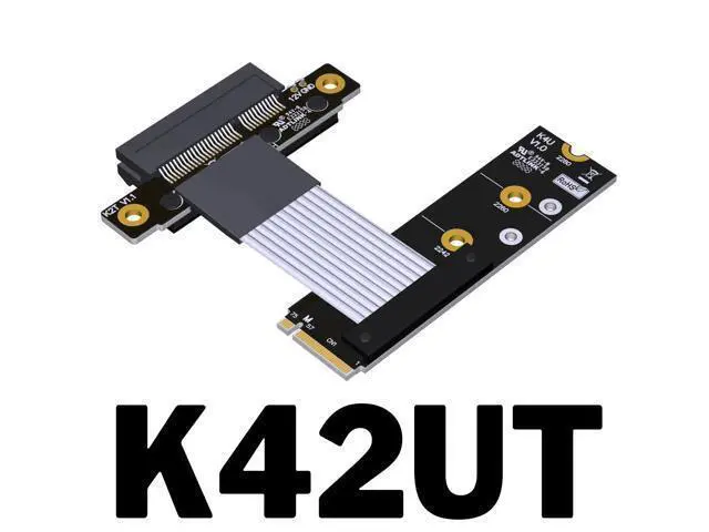 Alt view image 2 of 6 - ADT-Link M.2 NVME SSD Interface to PCIe 4.0x4 Corner Series Riser Extension Cable 64G/BPS Full Speed M.2 M Key 2280/2260/2242/2230 Riser Card Gen4 with SATA Cable (K42UT(Gen4), 5cm)
