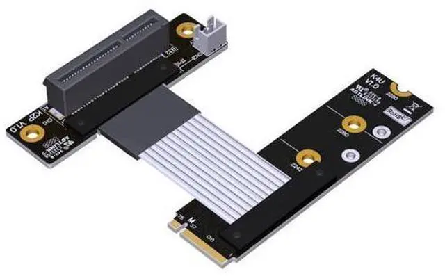 Main image of ADT-Link M.2 NVME SSD Interface to PCIe 4.0x4 Corner Series Riser Extension Cable 64G/BPS Full Speed M.2 M Key 2280/2260/2242/2230 Riser Card Gen4 with SATA Cable (K42UP(Gen4), 40cm)