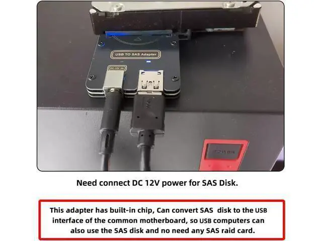 Alt view image 3 of 7 - USB 3.0 5Gbps Host to SFF-8482 SAS 29Pin Hard Disk Drive Raid Adapter with Chipset and Power Port Compatible withLaptop (Not Include 12V/3A Power Supply)