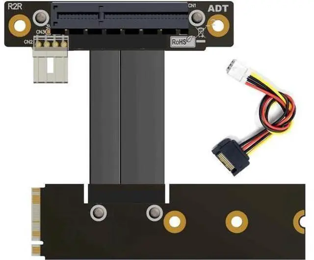 Main image of ADT-Link M.2 NVMe to PCI-Express x4 Turn Right Turn Left 4X to M.2 NVMe M Key 2280 Riser Card Gen3.0 Extender Line 32G/BPS (50cm, R42NR)