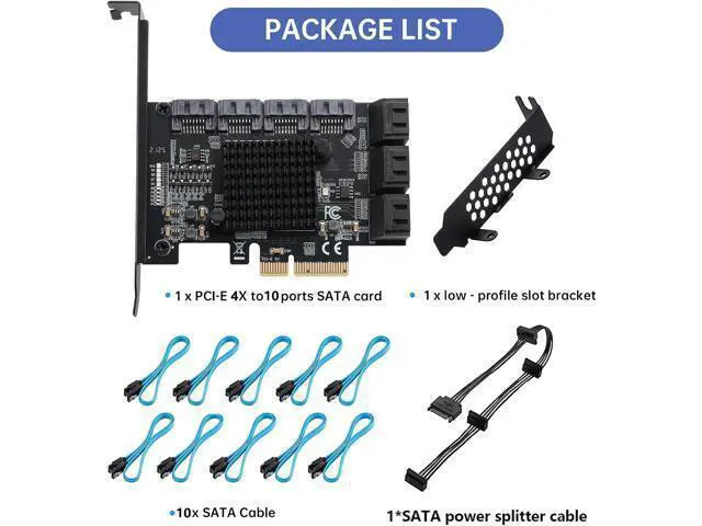 Alt view image 7 of 7 - PCIE to SATA 3.0 2X Card 10 Ports,PCIE to SATA III 6Gbps Expansion Card,ASM1166+JMB575 Chips