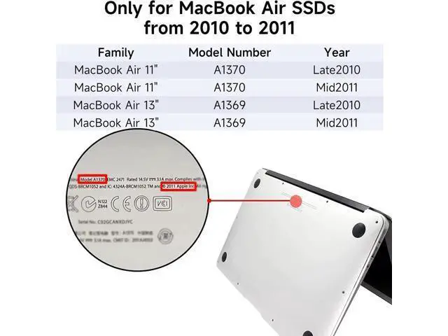 Alt view image 2 of 7 - USB C 3.0 SSD Enclosure for Narrow Apple Flash SSDs MacBook Air from 2010 to 2011 Portable Storage Enclosure Compatible with M.2 Nvme SSD with Adapter