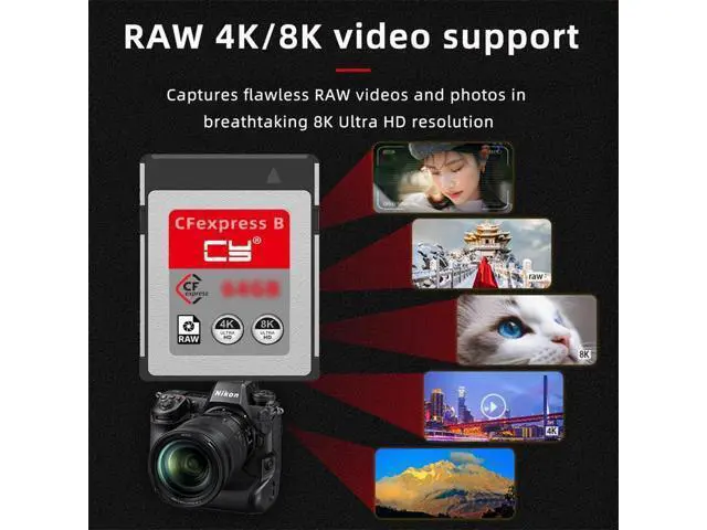 Alt view image 4 of 7 - CFexpress Type-B 256GB Memory Card CFE CFB Adapter Compatible with XS Camera 8K RAW PCIe Expansion