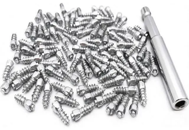 Main image of 12mm Carbide Screw Tire Studs Snow Spikes Anti-Slip/Anti-ice for Car/Snowmobile/Tractor/ATV/UTV/MO-TOrcycle/Short Lug/Bicycles/Shoes with Installation Tool - Pack of 200