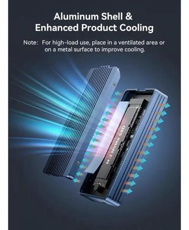 Alt view image 5 of 7 - 40Gbps M.2 NVMe SSD Enclosure for Thunderbolt 4/3/USB4, with Tool-Free Installation, Aluminum Heat Sink & Noiseless Design, Supports 2280-2230 SSDs for M1/M2 Pro/Max.
