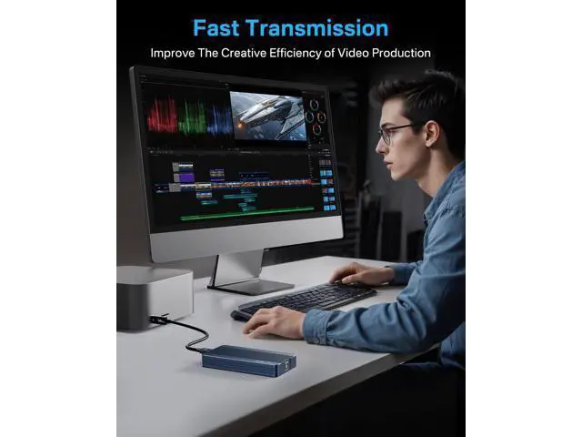 Alt view image 4 of 7 - 40Gbps M.2 NVMe SSD Enclosure for Thunderbolt 4/3/USB4, with Tool-Free Installation, Aluminum Heat Sink & Noiseless Design, Supports 2280-2230 SSDs for M1/M2 Pro/Max.