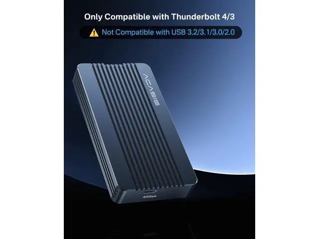 Alt view image 7 of 7 - 40Gbps M.2 NVMe SSD Enclosure for Thunderbolt 4/3/USB4, with Tool-Free Installation, Aluminum Heat Sink & Noiseless Design, Supports 2280-2230 SSDs for M1/M2 Pro/Max.