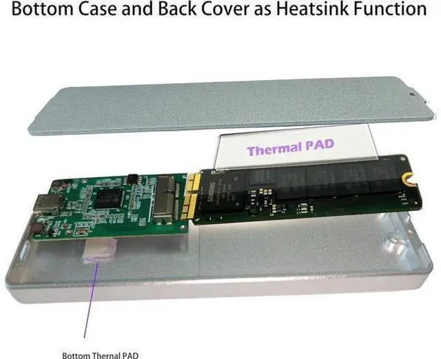 Alt view image 2 of 7 - USB 3.2 External Case,USB Type C Enclosure,Compatible with 28Pin MacBook Air(Mid 2013-2016) and PRO(Late 2013 - Mid 2015) SSD,Support nVME with ST-NGFF2013 (Silver)