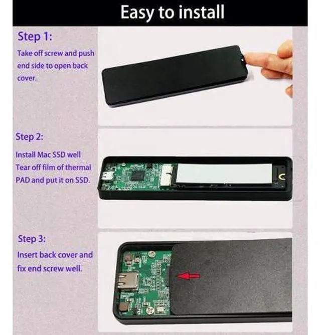 Alt view image 5 of 7 - USB 3.2 External Case,USB Type C Enclosure,Compatible with 28Pin MacBook Air(Mid 2013-2016) and PRO(Late 2013 - Mid 2015) SSD,Support nVME with ST-NGFF2013 (Silver)