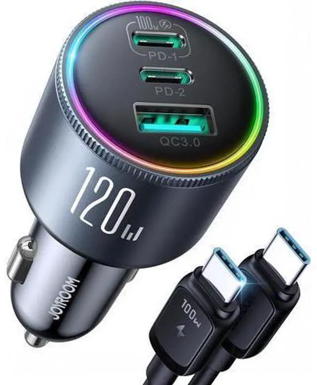 Alt view image 2 of 7 - 120W Super Fast USB C Car Charger + Qi2 3 in 1 Wireless Charging Station