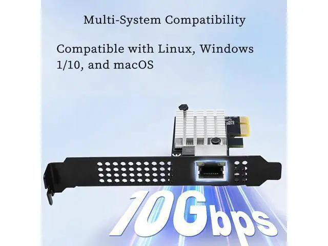 Alt view image 3 of 6 - PCIe 4.0 X1 to RJ45 10G Ethernet Network Card RTL8127 Chip High-Speed LAN Adapter with Multi-Speed Compatible with Windows/Linux Desktop, Server, and Gaming PC