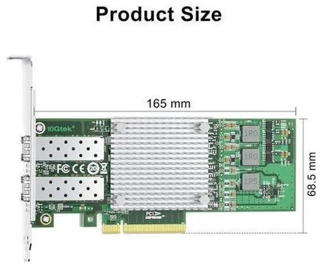 Alt view image 3 of 4 - 10Gb PCI-E NIC Network Card, with Broadcom BCM57810S Chipset, Dual SFP+ Port, PCI Express Ethernet LAN Adapter Support Windows Server/Windows/Linux/VMware