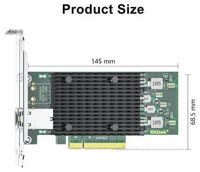 Alt view image 4 of 6 - 10Gb PCI-E NIC Network Card, Single Copper RJ45 Port, with Intel X540-BT1 Controller, PCI Express Ethernet LAN Adapter Support Windows Server/Windows/Linux/ESX, Compare to Intel X540-T1