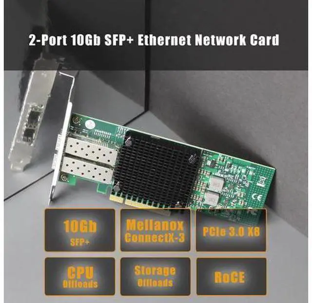 Alt view image 2 of 6 - GLOTRENDS ST7286 Dual Port 10GbE SFP+ PCIe 3.0 x8 Network Adapter Card, Mellanox ConnectX-3, RDMA (RoCE), for Server & Storage