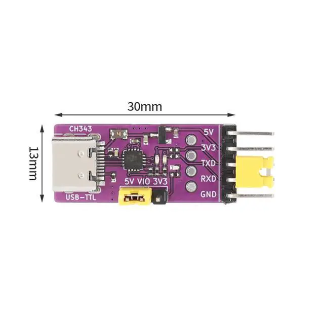 Alt view image 6 of 6 - 2 Pack CH343P USB to Serial Port Module 6Mbps 5V 3.3V TTL UART CH343 Debugging Burning Downloading Type-C Switch Instead CH340