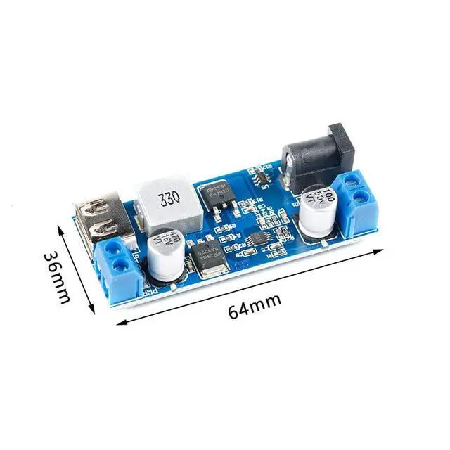 Alt view image 3 of 5 - 2Pcs XY-3606 DC-DC Buck Power Converter 9V-36V to 5V Buck Step Down Voltage Converter LM2596S USB Output DC Connector Input Power Supply Module Board for Charger Car