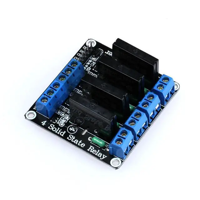 Alt view image 4 of 6 - 4 Channel 5V Low Level Trigger Solid State Relay Module with Fuse, 4 Way 250V 2A for Industrial Control Applications