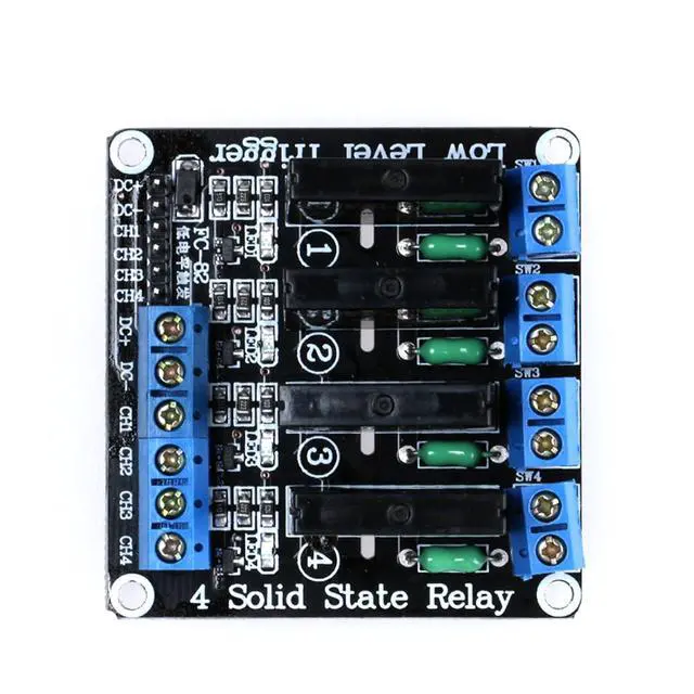 Alt view image 5 of 6 - 4 Channel 5V Low Level Trigger Solid State Relay Module with Fuse, 4 Way 250V 2A for Industrial Control Applications